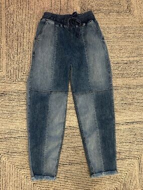 Wash Lab Blue Patchwork Jogger Jeans Size Large